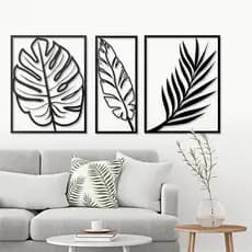 Conjunto de Quadros Vazados Costela de Adão Mdf Preto