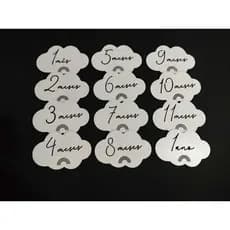 Kit 12 Plaquinhas vazadas Mesversário Nuvem