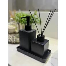 Kit Bancada Banheiro 3 Peças Cerâmica Granilite Quadratto