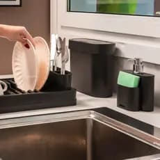 Lixeira de Pia ou Bancada Slim Flat Coza Brinox Cor Preto Para Cozinha