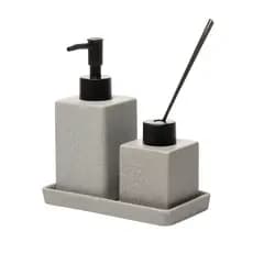 Kit Banheiro Cerâmica 3 Peças Granilite Quadratto Dispenser