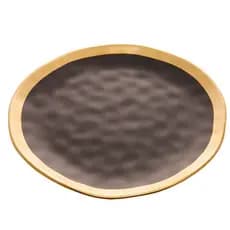 Prato Raso de Porcelana Preto e Dourado Dubai 25cm