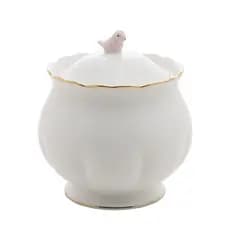 Açucareiro de Porcelana Birds Pássaro Rosa 300ml