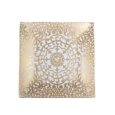 Prato Quadrado Arabesco Mandala Dourado ou Prata
