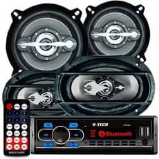 Kit Falante 6x9 + 5 Pol + Rádio Bluetooth Carro Mp3 Usb 310w
