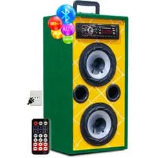 Caixa De Som Corujinha Radio Bluetooth Usb Fm Cor Brasil Patriota Verde Amarelo Caixa Bob Residencial Bomber