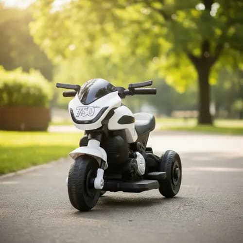 Mini Moto Elétrica Infantil 6v Som E Música Branca Estilosa