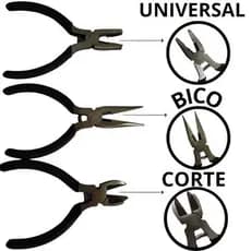Jogo Mini Alicates Profissional 4 Polegadas Cabo Ergonômico Preto Compacto Reparo Preciso