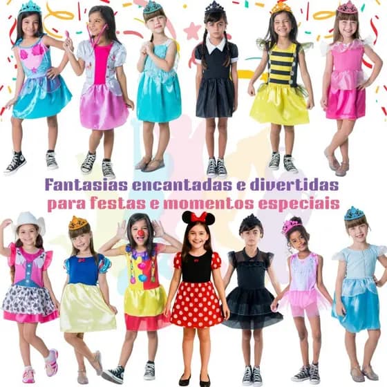 Fantasia para crianças de profissões e super herois princesas para festas e eventos dia das crianças