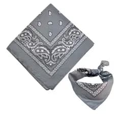 Bandana Estampada Lenço Cinza Claro