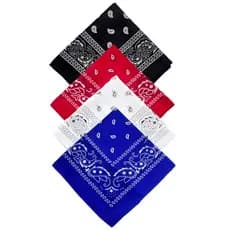 4 Bandanas Estampadas Preto Branco Azul Vermelho Lenço Rock Máscara
