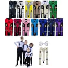 Kit Suspensório + Gravata Borboleta Infantil Criança Menino Menina Várias Cores