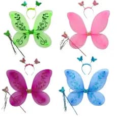Kit Borboleta Fada Fadinha Infantil Asa + Tiara + Varinha