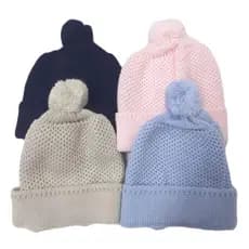 Touca Para Bebê Rn Em Tricot Pompom