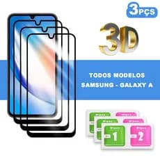 Kit 3 Película 3D Vidro Temperado Compatível Com Samsung Galaxy A55 A35 A25 A15 A05 A05s A54 A34 A24 A14 A04 A04s A04e