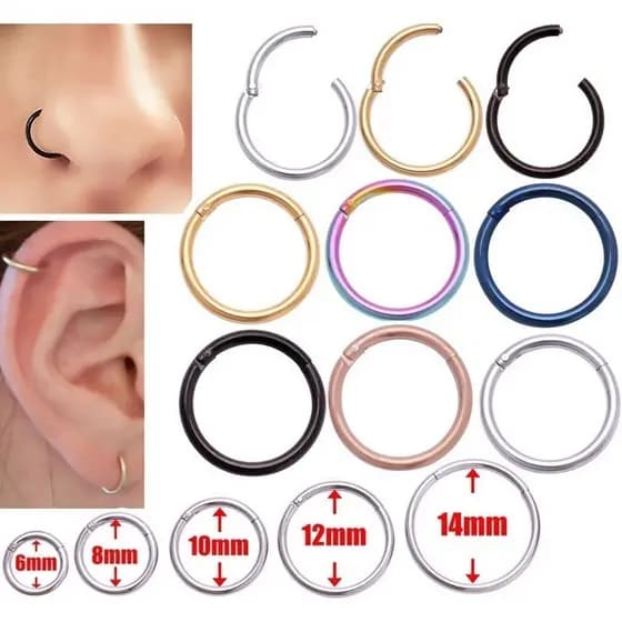 Feeling 316L Aço Inoxidável Homens Mulheres Anel Nariz Colorido Titânio Fake Lip Piercing Sem Brincos De Cartilagem Hoop