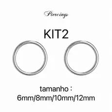 Anel Kit 2 Piercing Argola Segmento Articulado Aço cirúrgico Nariz/helix KA201