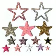 Estrela Patch Aplique Bordado Termocolante Lantejoulas Paetes Brilhos Jaqueta Roupa Aplicacao Estrelas do Mar Coraçao Hastag Unicornio