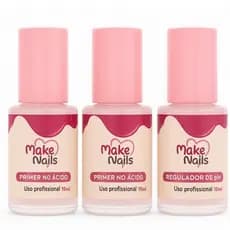 Kit Make nails  10ml Preparadores Primer Ácido + Primer Não Ácido + Regulador De PH Unhas De Gel Acrigel E Porcelana