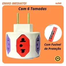 Filtro De Linha Sem Fio Com 6 Entradas Adaptador de Tomada Com Fusível 10A/20A Resistente Multiuso