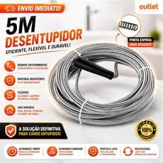 Desentupidor De Pia Cano 5 e 3 Metros Mola Flexível Tubulação Tufão