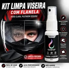 Kit Limpa Viseira Capacete Motos Com Pano Microfibra para Limpeza anti respingos de agua