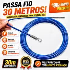 Passa Fio com Alma De Aço Revestido em PVC Guia Passa Fios Sonda Profissional eletrica