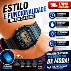 Relógio Retrô Digital Esportivo Masculino Modelo Aqua AQ81 borracha quadrado Unissex Militar Vintage