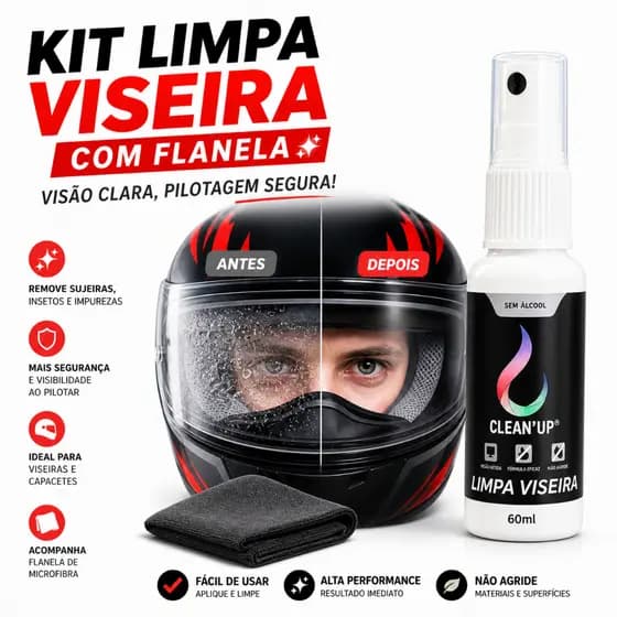 Kit Limpa Viseira de Capacete Com Flanela Magica Pano Microfibra para Limpeza anti Respingos