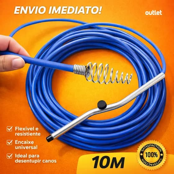Desentupidor Manual Tufão com Mola de Aço 5 Metros e 10 Metros Ralo Pia Banheiro Cozinha Cano Calha