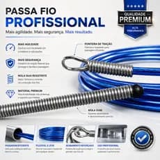 Passa Fio Profissional Alma De Aço ponteira soldada Puxa Fio Eletrico Profissional Guia Sonda