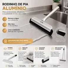 Rodinho de Pia Aluminio Cozinha Inox Rodo Seca Pia Pequeno Utensilios Silicone Resistente Vidros