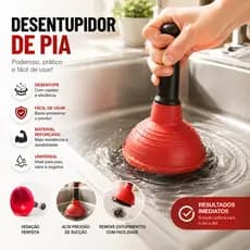Desentupidor De Pia de Borracha Tanque Ralo Sugador Original Com Cabo Cozinha Banheiro Funciona