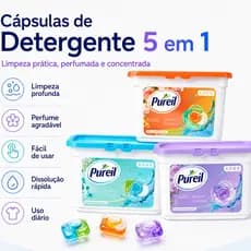 Cápsulas de Detergente Sabão 5 EM 1 Para Roupa Perfumado Pureil  Máquina de Lavar Lava Seca