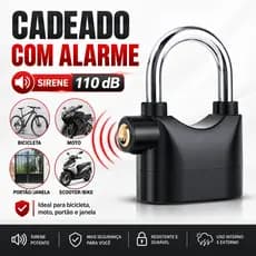 Trava Cadeado com Alarme Sonoro para Bicicleta e Comércio