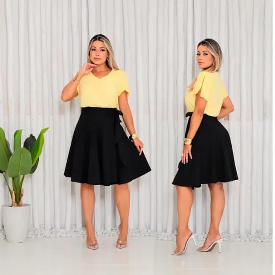 Saia Godê Midi Moda Evangélica Envelope Feminina Rodada Qualidade Premium