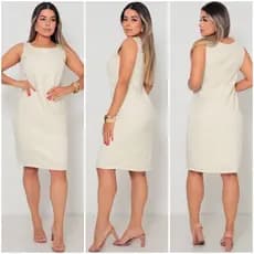 Vestido Feminino Midi Tubinho Social Alfaiataria Luxo Plus