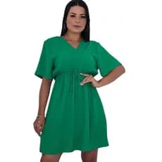 Vestido Midi com Mangas Moda Feminina Soltinho  Duna Decote V Elegante
