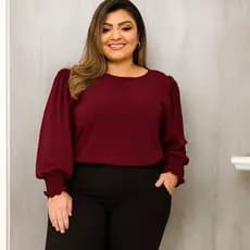 Blusa Feminina Manga Longa Plus Size Alfaiataria Elegante Moda Evangélica Modelo Clássico Social Camisa