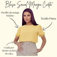 Blusa Blusinha Feminina Camisa Social Manga Curta Princesa Cropped
