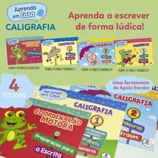 Kit 4 livros  Caligrafia Aprenda em Casa  desenvolvimento de coordenação  Volume 1, 2 3 e 4 TodoLivro