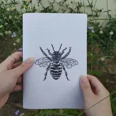 CADERNO / SKETCHBOOK ABELHA A5 para escrita, bullet journal, desenho, diário, planner,  pontilhado, pautado e liso.