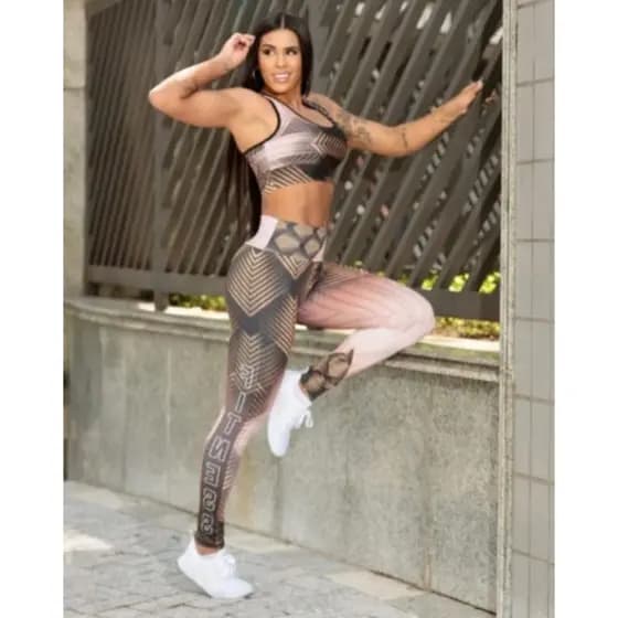 CONJUNTO Sublimado, CALÇA LEG com top :conjunto de poliamida : CALÇA FEMININA: CALÇA poliamida : CALÇA FEMININA: