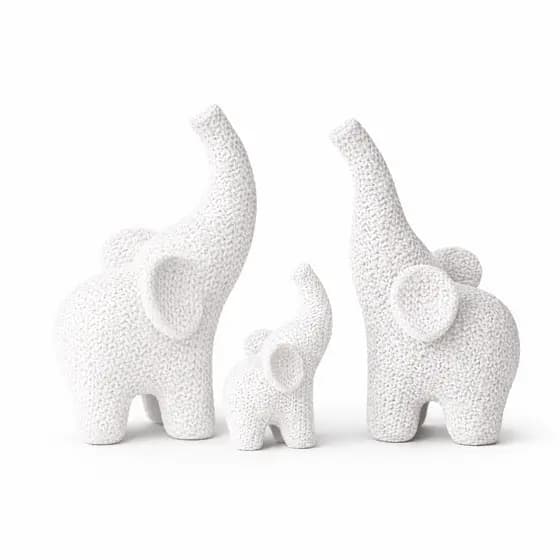 Família Elefantes Decorativos Sala Quarto Enfeite Mesa Presente Sofisticado Luxo Moderno Crochê