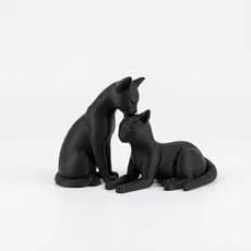 Estátua Casal Gatos Decorativa Escultura Minimalista Moderna Ornamento Enfeite Aparador Sala Quarto