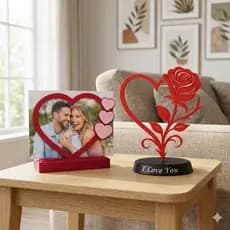 Kit Porta Retrato Coração Decorativa Presente Romântico Dia dos Namorados Decoração Quarto Casal