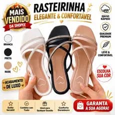 Rasteirinha Feminina Estilosa Confortável Moda 35 ao 39 Delicada Dia a Dia e Passeios Casual