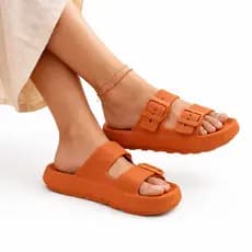 Sandália Feminina Confortável Birken 2 Fivelas Leve Macia Antiderrapante Verão Estilo Blogueira