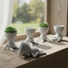 Kit 5 Vasos Bob Robert 11cm Para Suculentas Decorativo Branco Robert Promoção