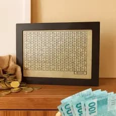 Cofre preto 10 mil Woodbox Criativo Decorativo Guarde Dinheiro Método Japoneis